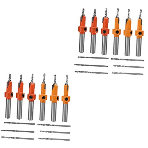 WOONEKY 24 Stk Senkbohrer werkzeugkästen tools box schlagschraubendreher Senkt Schlagbohrer Holzbearbeitungsbohrer spiralschneider Holz Bohrkork Lochbohrer Hochgeschwindigkeitsstahl Orange von WOONEKY