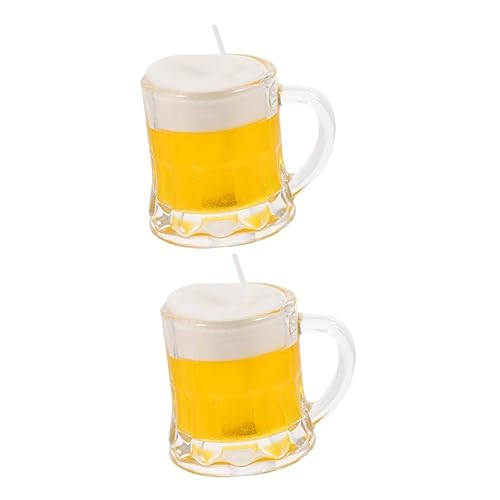 WOONEKY 2St Bierkrug Kerze Mini-Weinbecher Duftkerzen lose Mini-Kerzen Kerzen mit ätherischen Ölen Bulk-Weingläser verbände bierbecher Decor kreatives Bierglas einzigartiges Bierglas Wachs von WOONEKY