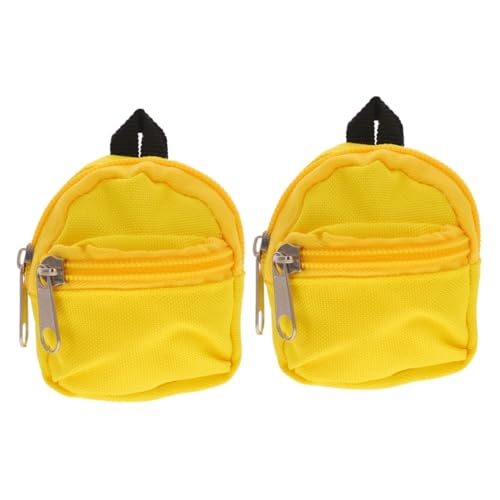 WOONEKY 2St Puppenrucksack Mini-Rucksack für Puppen Kleiner Rucksack für Puppe Puppen Schulranzen Puppen Kleidung Spielzeug Mini-Rucksack-Modell Schultasche für Puppe Polyester Yellow von WOONEKY