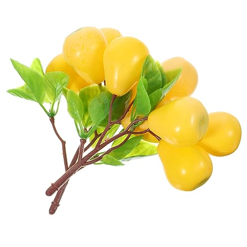 WOONEKY 2St kunstobst künstliche früchte gilbe blumenarrangement bastelzeug künstliche Pflanzen deko zimmerpflanzen Wollmispel-Zubehör für zu Hause Restaurant-Display-Obst Plastik Yellow von WOONEKY