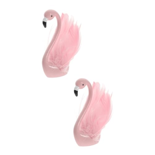 WOONEKY 2st Flamingo-ornamente Mini-flamingos Hawaiianische Flamingofiguren Kleine Schwanenfigur Flamingo-modell Flamingo-cupcake-topper Statue Kuchendekoration Flamingo-schmuck Harz Rosa von WOONEKY