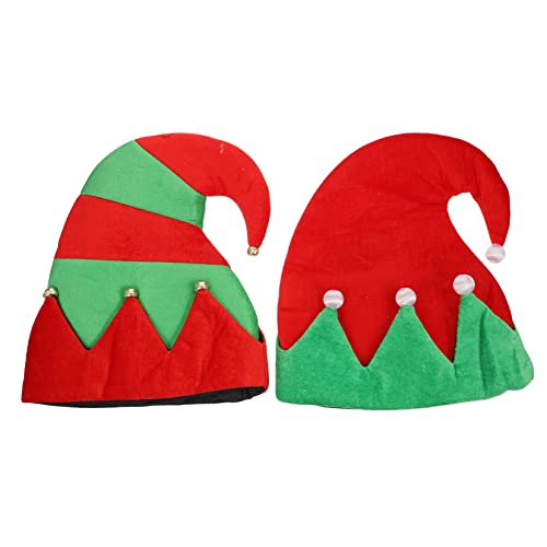 WOONEKY 2st Weihnachtselfenmütze Damen Hüte Grüne Hüte Krippendekoration Kinderhaube Requisiten Für Weihnachtsfeiern Weihnachtsmütze Anziehen Cosplay-hut Nikolausmütze Elfen Hut Stoff von WOONEKY