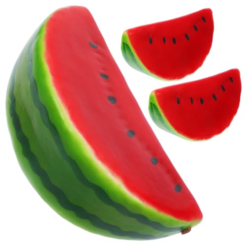 WOONEKY 3St naturgetreue Fruchtdekorationen gefälschte Fruchtscheiben Simulation Einer Wassermelonenscheibe Spiel künstliche früchte sommerdeko realistische Fruchtscheiben Lehrhilfe Schaum von WOONEKY