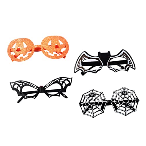 WOONEKY 4 Stück Brille verkleiden Brillen mit Halloween-Motiven Kostümbrillen Spinnenbrille halloween spielzeug halloween toys Brille in Fledermausform Requisiten für Kostümpartys Plastik von WOONEKY