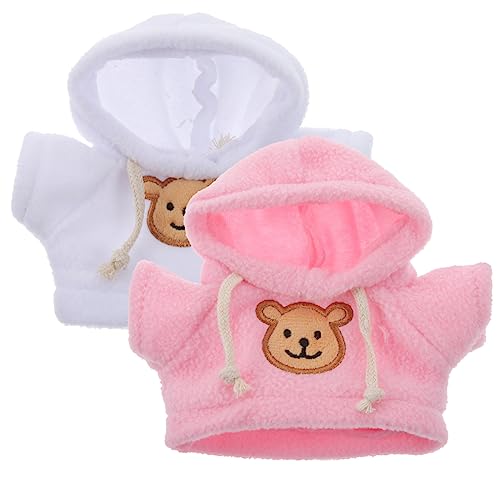 WOONEKY 4 Stück Kleidung tragen Puppen Kleidung Puppen Klamotten plüsch Hoodie Plüschbär Outfit Plüschtiere Puppenbärenkleidung Mini Panda dekoratives Puppenkostüm Plüschtierkleidung Stoff von WOONEKY