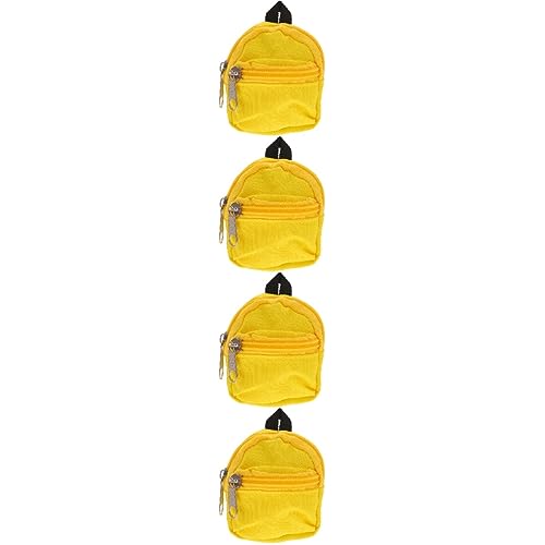 WOONEKY 4 Stück Puppenrucksack Spielzeuggurte Kleiner Rucksack Miniatur Minipuppenkleidung Süßer Rucksack Kleidung Puppentasche Puppen Büchertasche Schließfach Yellow Polyester von WOONEKY