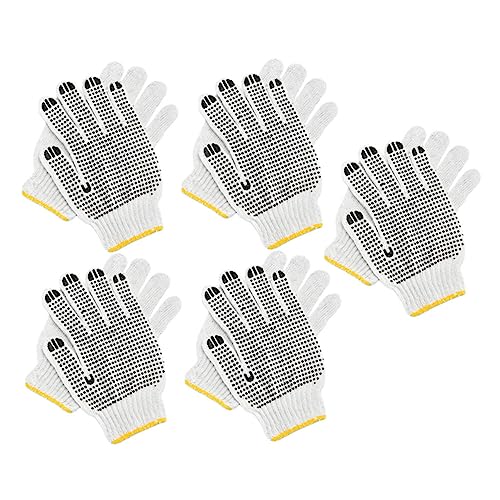 WOONEKY 5 Paare Baumwoll-Handschuhe Backhandschuhe Ofenhandschuh Handschuhe für die Mikrowelle Gartenhandschuhe baumarkt protect verschleißfester Handschuh Handschuhe aus Baumwollgarn Weiß von WOONEKY