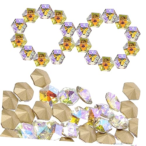 WOONEKY 50 Pcs Nagelkunst Hexagonale Diamantspitze Hörende Dreidimensionale Kristallnägelkunstaufkleber Kristallnägelkunsthaufen Diamanten (Licht Des Himmels) 50Pcs DIY Nail Charms von WOONEKY