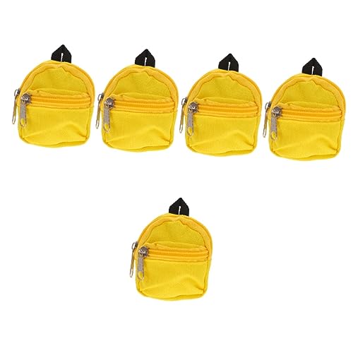 WOONEKY 5St Puppenrucksack Kleidung Tasche Geldbörse für Damen Beutel Puppenkleidung Puppen Schulranzen Rucksack für Puppen Spielzeug Miniaturen Fotografie-Requisiten Polyester Yellow von WOONEKY