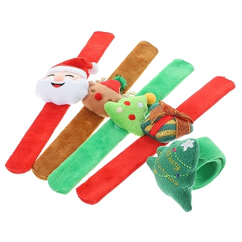 WOONEKY 5St Weihnachtsmützen weihnachtsmotiv елка новогодняя weihnachtsdek Weihnachtskorbfüller als Urlaubsklatscharmbänder Weihnachtssto Party-Slap-Armbänder Partyzubehör Plüsch von WOONEKY