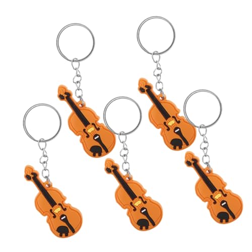 WOONEKY 5St Zubehör für Violine Schlüsselanhänger Musik Taschendekore zum Aufhängen Geigen-Schlüssel-Anhänger Tasche hängende Dekoration Geigen-Hängeornament Plastik Orange von WOONEKY