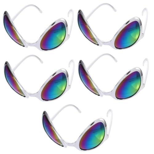 WOONEKY 5St außerirdische Brille grüne Sonnenbrille Alien-Sonnenbrille für Erwachsene Lustige Alien Brille Neon Grün Brille Alien-Brille für Männer Alien-Sonnenbrille für Frauen pp Silver von WOONEKY