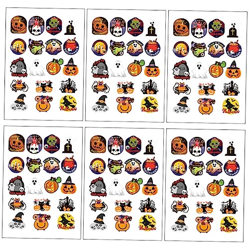 WOONEKY 6 Blätter Halloween-Aufkleber Dankeschön-Aufkleber Umschlagschließer Siegeletiketten Halloween Aufkleber Halloween Sticker Multifunktions-Geschenkaufkleber abdichtende Aufkleber von WOONEKY