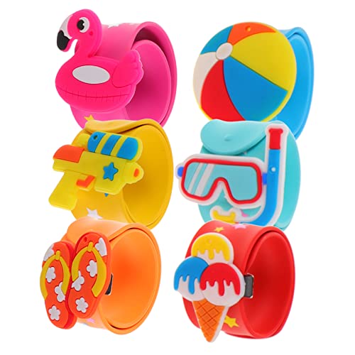 WOONEKY 6St hawaii streichelkreis party spielzeug für kinder ' party favours kinderknallzeug Flamingo-Slap-Armbänder Partygeschenk Erwachsene Slap-Armband PVC von WOONEKY