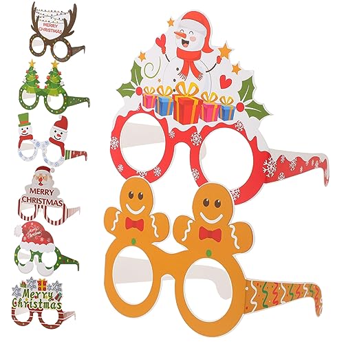 WOONEKY 8st Weihnachtsbrille Requisiten Sonnenbrille Weihnachtsbedarf Weihnachtsaccessoires Weihnachtsfeier Brillen Party-brillengestelle Brillen Zu Weihnachten Weihnachtsdekoration Papier von WOONEKY