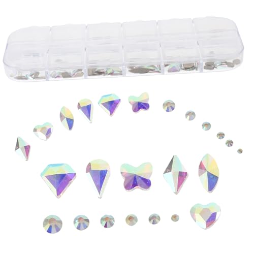 WOONEKY DIY Strasssteine Für Nägel 12 Fächer Box Mit Glitzersteinen Und Kristallen Nagel Charms Dekoration Für Nail Art Mehrfarbige AB Wassersteine von WOONEKY