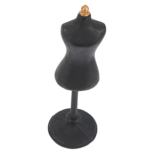 WOONEKY Modellständer Mädchen Puppenkleidform Miniatur-nähpuppe Weiblich Gehäkelter Puppenständer Mini Formelles Kleid Puppenkleidung Schaufensterpuppe Mannequin-Halterung Klein Black Harz von WOONEKY