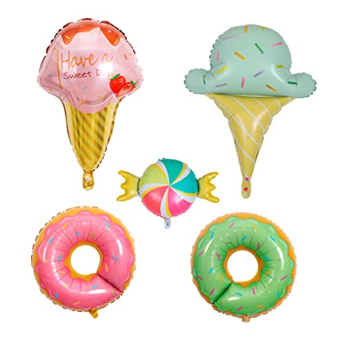 WOONEKY Sommer Party Folienballons Set Bunte Eiscreme Und Donut Designs Perfekte Foto Requisiten Für Feiern Und Festliche Anlässe von WOONEKY