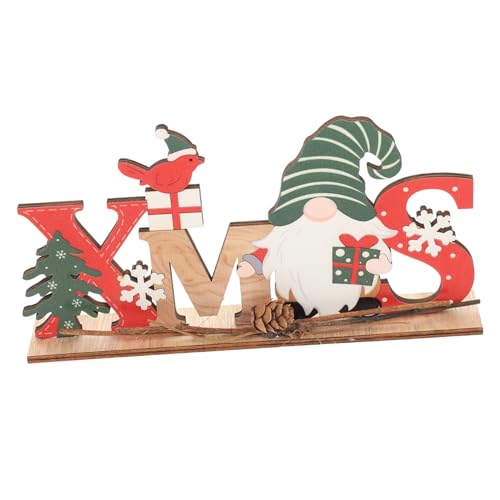 WOONEKY Weihnachtsalphabetverzierungen Heimdekoration Weihnachtsmann-tischschild Weihnachtliche Tischdekoration Gestuftes Tablett Weihnachtstischschild Tischschilder Im Mittelpunkt Holz von WOONEKY