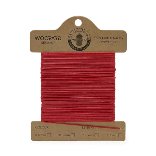 Woopard 0,6mm 50mt Leder Nähen Gewachste Faden Handnähen Hand Sewing Thread Rot von WOOPARD