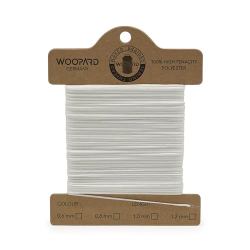 Woopard 0,6mm 50mt Leder Nähen Gewachste Faden Handnähen Hand Sewing Thread Weiß von WOOPARD