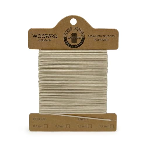 Woopard 0,8mm Leder Nähen Gewachste Faden Handnähen Hand Sewing Thread 10/25/50/100mt (Ecru, 10 meter) von WOOPARD