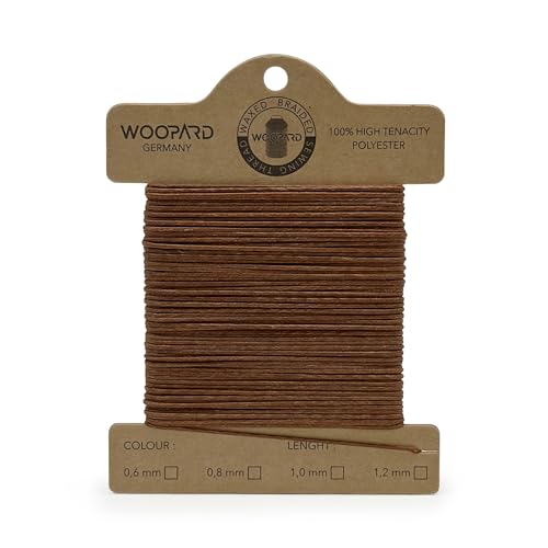 Woopard 0,8mm Leder Nähen Gewachste Faden Handnähen Hand Sewing Thread 10/25/50/100mt (Schokolade, 100 meter) von WOOPARD