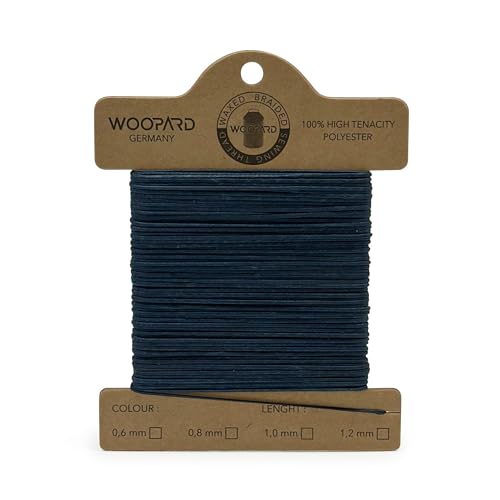 Woopard 1,2mm Leder Nähen Gewachste Faden Handnähen Hand Sewing Thread 100% hochfestes Polyester Handwerk DIY Buchbinden Lederhandwerk 10 Meter… (Navyblau) von WOOPARD