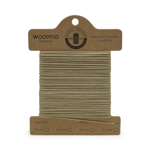 Woopard 1mm Leder Nähen Gewachste Faden Handnähen Hand Sewing Thread 50 meter Beige von WOOPARD