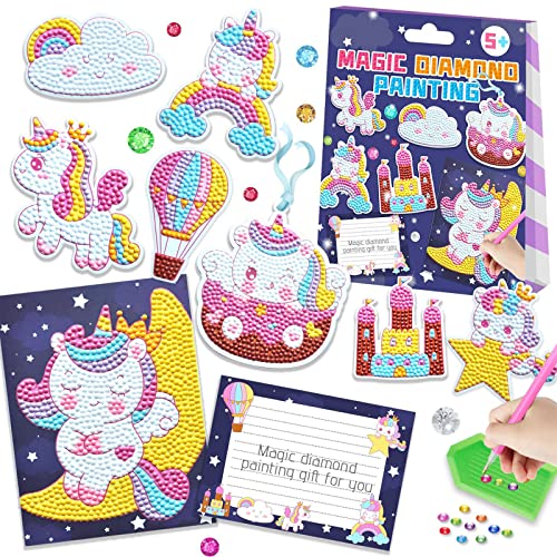 WOOXDYUK 8pcs Set Unicorn Diamond Painting Stickers,Diamond Painting Kits for Kids, Diamond Art for Kids, Gem Sticker, Gem Art and Craft Kits for Kids 6-8-12 von WOOXDYUK