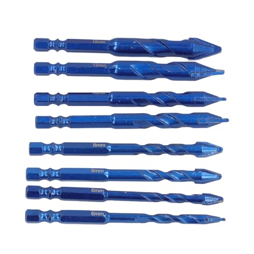 WOOXGEHM 8 Teiliges Exzenterbohrer Set, Effiziente, Präzise Steinbohrer, 1/4 Zoll Sechskantschaft, Schnelle Spanentfernung, Ziegelbohrer für Stein, Glas, Marmor, Fliesen von WOOXGEHM