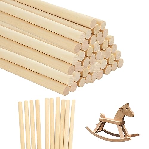 WOPPLXY 100 Stück Holzdübel Stäbe – 30 cm x 10 mm runde Dübelstäbe aus Birkenholz, unlackiert, natürliche Bastelstäbe von WOPPLXY