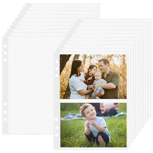 WOPPLXY 200 Stück Transparent Fotohüllen, 2 Fach 6 Löcher Postkartenhüllen, PP Klarsichthüllen für Familien Fotoalbum-Nachfüllseiten(131 x 93mm) von WOPPLXY