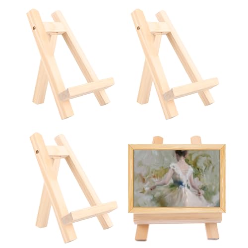 WOPPLXY 4 Stück Staffelei Klein, 15 x 20cm Staffelei Tisch Staffelei Deko, Mini Staffelei Holz für Tischstaffelei Stände, Bilderrahmen Halterung, Menü Platzkarten, Poster, Fotodisplays von WOPPLXY