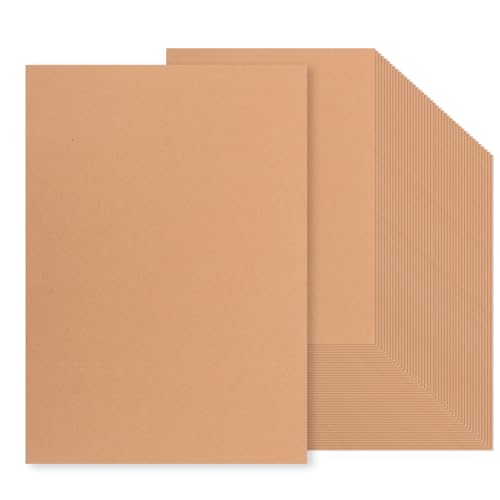 WOPPLXY 50 Blatt Natur Kraftpapier, 42x29,7 cm Bastelkarton A3, 280 g/m² Braun Kartonpapier für Einladungen, DIY Karten, Bastelarbeiten, Speisekarten von WOPPLXY