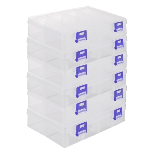 WOPPLXY 6 Stück Sortierbox mit Verstellbaren Fächern, 8 Gitter Praktische Aufbewahrungsbox mit Deckel, Plastik Kleinteile Organizer für Schrauben, Perlen, Saatgut, Schmuck von WOPPLXY