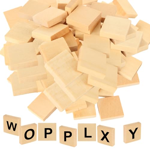 WOPPLXY Blanko-Buchstaben-Fliesen, 2,2 x 1,5 x 0,5 cm, unlackierte Blanko-Holzquadrate für Bastelarbeiten, Dekoration, Lasergravur, Schnitzerei, 1000 Stück von WOPPLXY