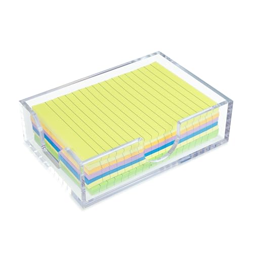 WORHE Acryl Haftnotizen Spender,Notizen Halter holder, Schreibtisch-Notizblätter, Büroklammern und Aktenordner Aufbewahrungsbox für das Büro, kleine Zettelbox DE027 von WORHE