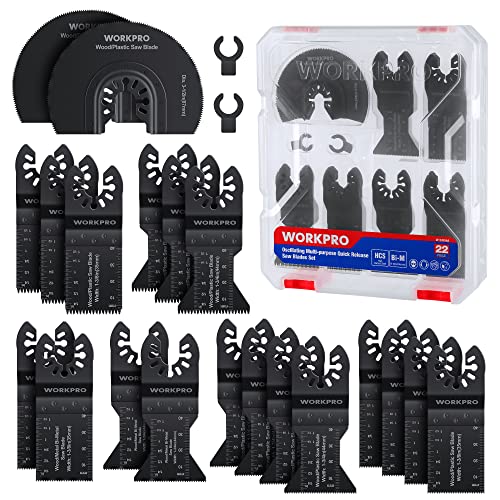 WORKPRO Oszillierendes Sägeblatt Set Multitool Zubehör, 22tlg. Sägeblätter Kit Oszillierwerkzeug Multifunktionswerkzeug Zubehör Set, Schneiden von Holz, Nägeln, Metall, Kunststoff von WORKPRO