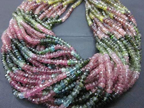 BEADS GEMSTONE 1 Full Beach of 14 Zoll Strand. Tourmaline Faceted rondelle 4,5-5 mm Code-HIGH-38936 von WORLD WIDE GEMS