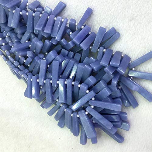 BEADS GEMSTONE 1 Strände Natural Blue Angelite Top Drilled Zahn Shape Spike Stick Loose Stone Perlen Fit Schmuck DIY Necklaces 4x8x10-30mm 04305 Code-HIGH-23268 von WORLD WIDE GEMS