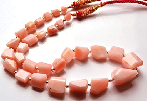 BEADS GEMSTONE 1 Strand Natural 15 Inch Natural Edelstein Peruvian Pink Opal Faceted Nugget Shape Perlen Halskette 5 To 14 MM Code-HIGH-28385, Edelstein Metall Stein von WORLD WIDE GEMS