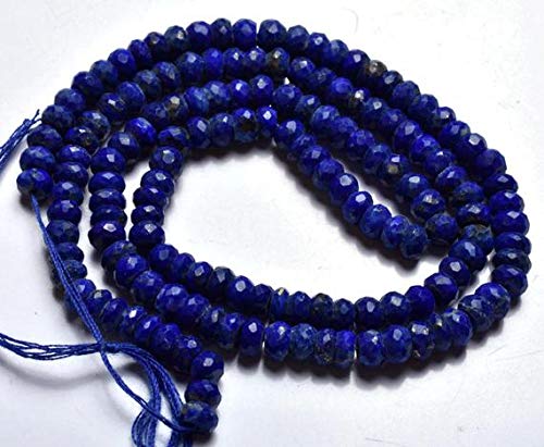 BEADS GEMSTONE 1 Strand Natural 17 Inch Long Strand-Super-AAA Quality, Lapis Lazuli Micro Faceted Rondells Beads 4 TO 4,5 mm Size Code-HIGH-21438, Edelstein Metall Stein von WORLD WIDE GEMS