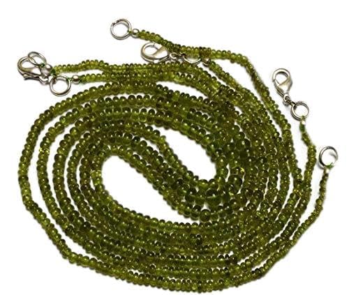 BEADS GEMSTONE 1 Strand Natural 17 Inch Stand Super Quality Dark Green Vessonit Smooth Rondelles Perlen Halskette 2.5 to 5 MM Code-HIGH-28969, Edelstein Metall Stein von WORLD WIDE GEMS