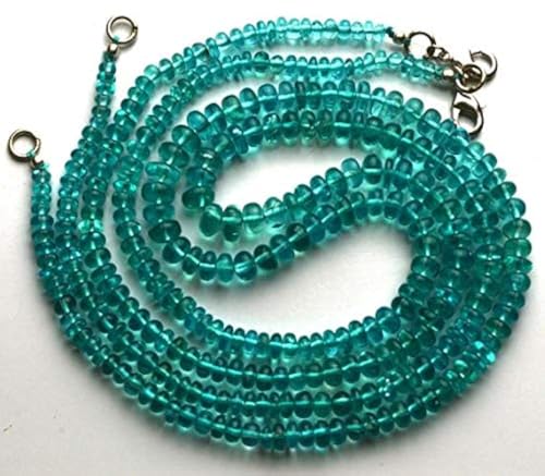 BEADS GEMSTONE 1 Strand Natural 18 Zoll Super Finest Quality -AAA-Green Smaragd Color Smooth Apatite Rondell Perlen Halskette 3.5 to 7 MM Code-HIGH-22347, Edelstein Metall Stein von WORLD WIDE GEMS