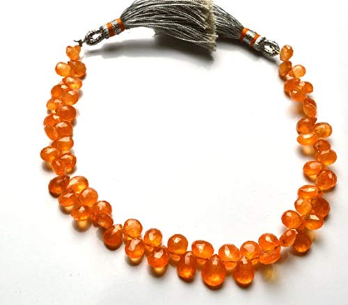 BEADS GEMSTONE 1 Strand Natural 6,5 Inch Natural Edelstein Spessartine Faceted Perlen Pear Shape Briolettes Sehr Rare Orange Granat 4 To 7MM Code-HIGH-28829 von WORLD WIDE GEMS