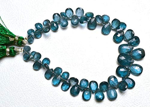 BEADS GEMSTONE 1 Strand Natural 7 Inch Natural Edelstein Super Dark Green Kyanite Faceted PEAR Shape Briolettes Perlen 6 TO 11 MM Code-HIGH-28517 von WORLD WIDE GEMS