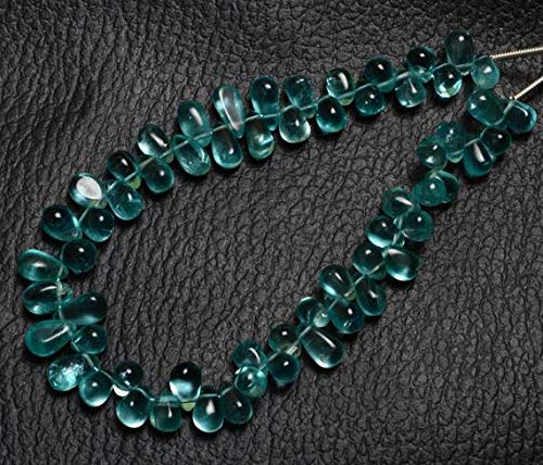 BEADS GEMSTONE 1 Strand Natural 7 Zoll Super Finest Quality -AAA-Green Smaragd Farbe Apatite Glatte Tropfen Form Perlen Hersteller Preis 6 To 8MM Code-HIGH-21806, Edelstein Metall Stein von WORLD WIDE GEMS