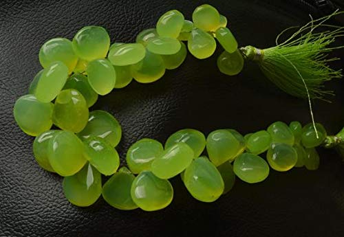 BEADS GEMSTONE 1 Strand Natural 8 Inch Long Strand,Superb Green Color CHALCENY Smooth Heart shape Briolettes 10 TO 14 MM Code-HIGH-29519 von WORLD WIDE GEMS