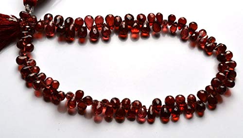 BEADS GEMSTONE 1 Strand Natural 8.5 Inch Natural Edelstein Faceted Perlen Drop Shape Briolettes Sehr Rare Red Garnet 5 To 6MM Code-HIGH-28361 von WORLD WIDE GEMS